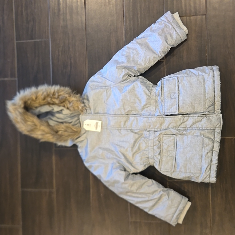 Crazy 8 Grey Coat Whith Faux Fur Hood Sz S 5-6 NWT